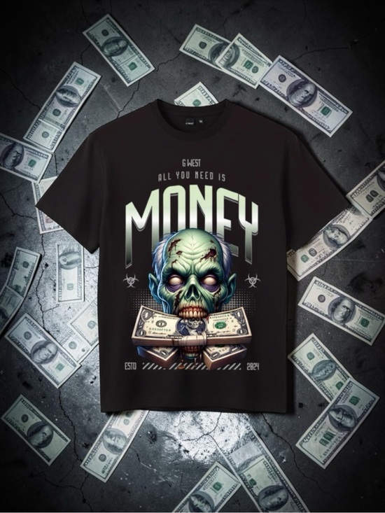 GWest Other - G West "All You Need Is Money" Zombie Oversized Graphic Tee - 2XL
